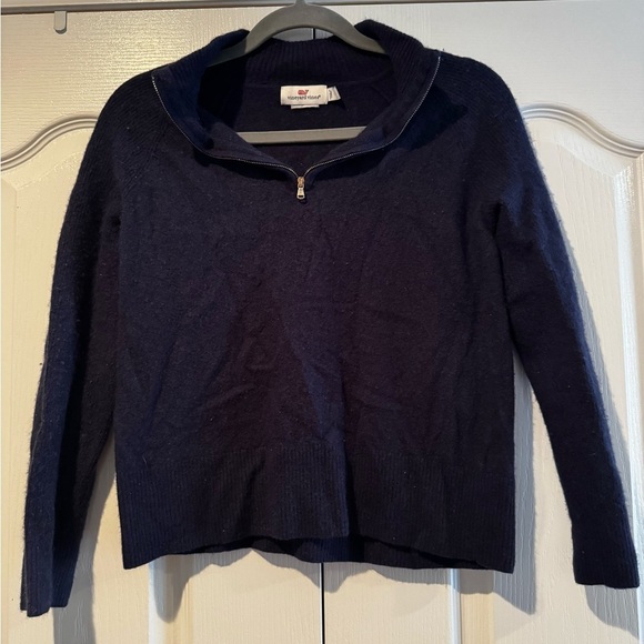 Vineyard Vines Sweaters - Vineyard Vines Navy Wool and Cashmere Blend Quarter Zip Sweater - Size L